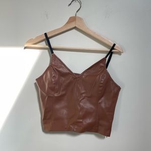 Monamore brown v-neck crop top